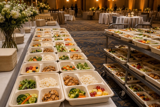 Compartment Sugarcane Bagasse Tray for Catering and Event Food Service