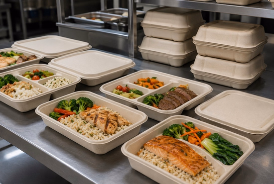 Bagasse Meal Tray for Ready-to-Eat Food Packaging