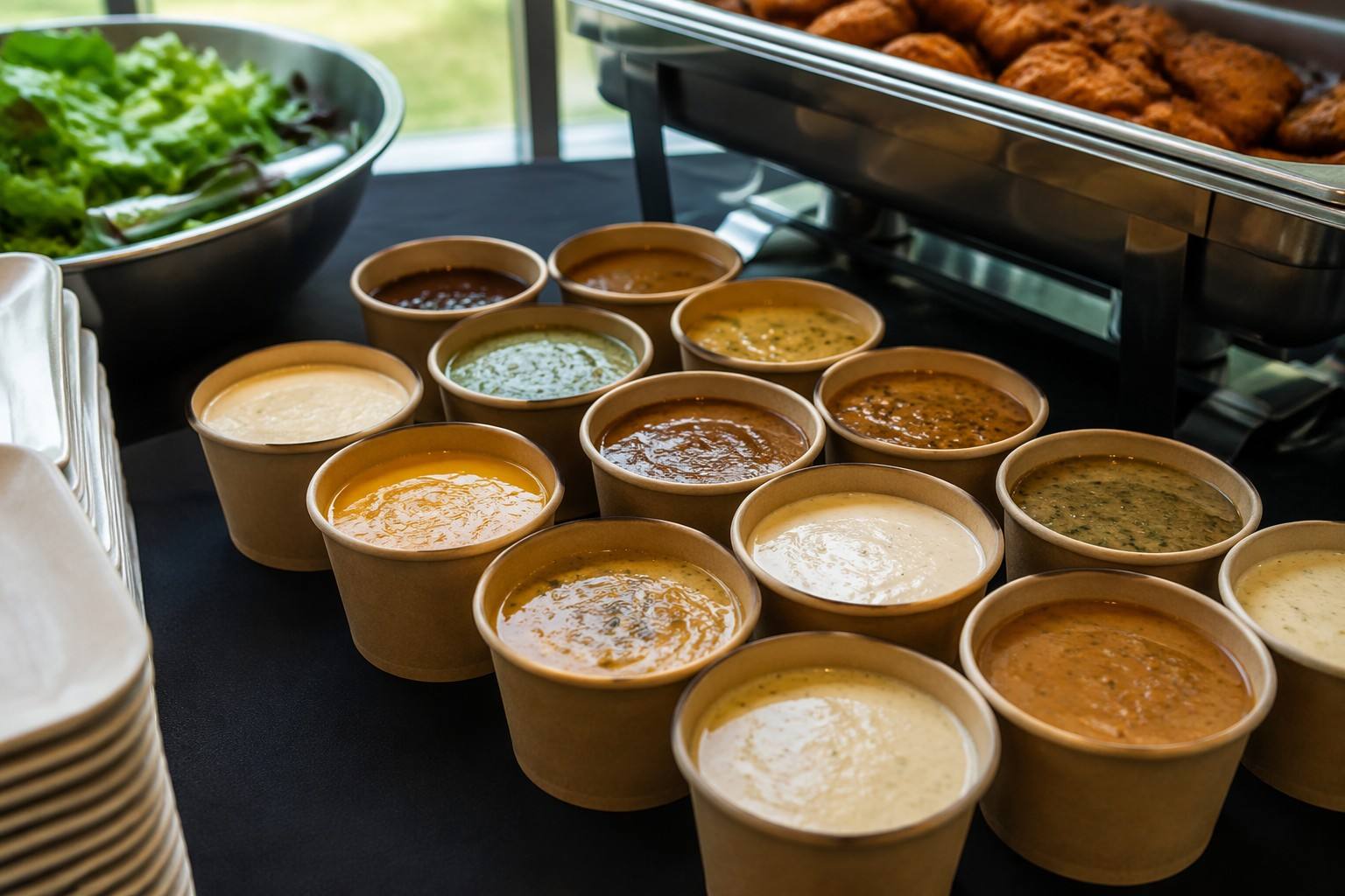 Paper Sauce Cups Used in Catering and Event Food Service