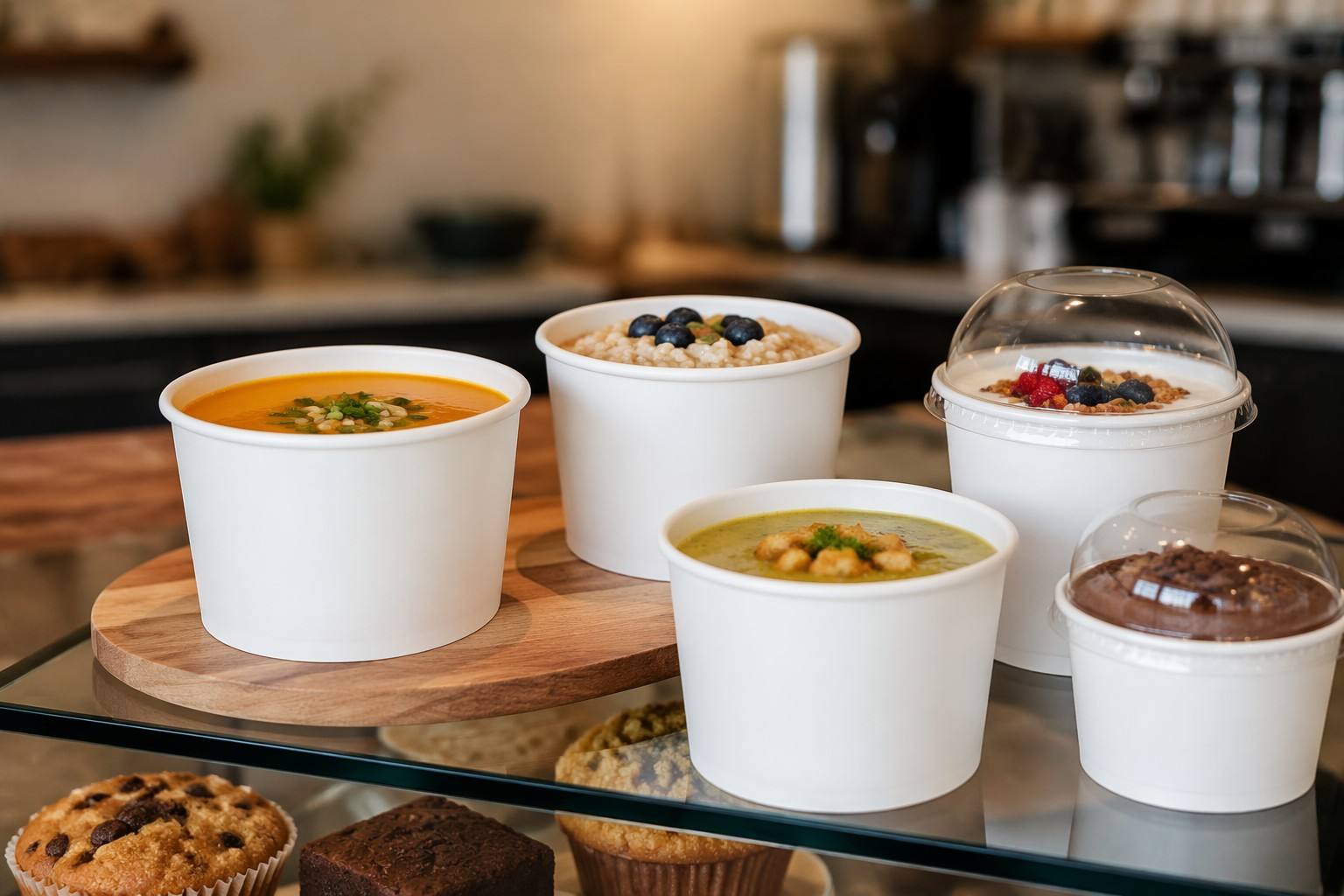 Paper Soup Cups Used in Coffee Shops and Cafés