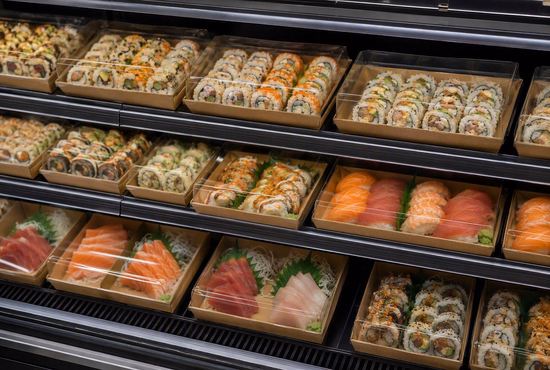Paper Sushi Trays for Supermarket and Convenience Retail Display