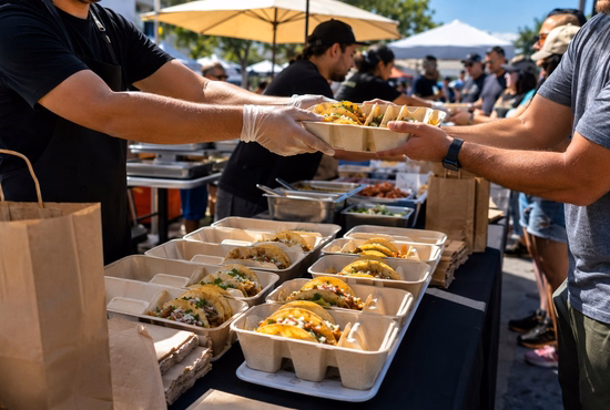 Disposable Bagasse Taco Tray Holders for Festivals and Outdoor Events