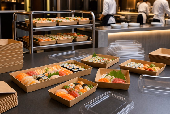 Paper Sushi Trays for Catering, Hotels, and Event Food Service