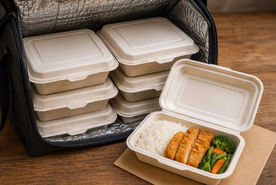 Sugarcane Bagasse Trays for Food Delivery and Takeaway Packaging