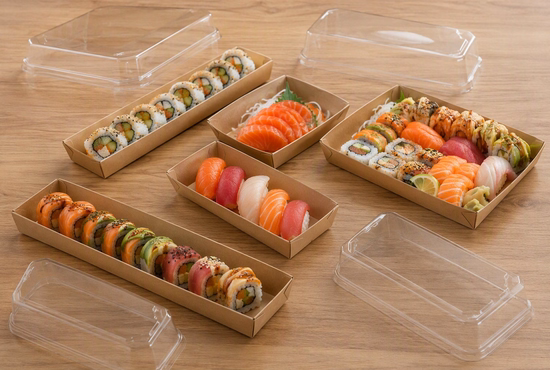 Paper Sushi Trays for Rolls, Nigiri, Sashimi, and Combination Sets