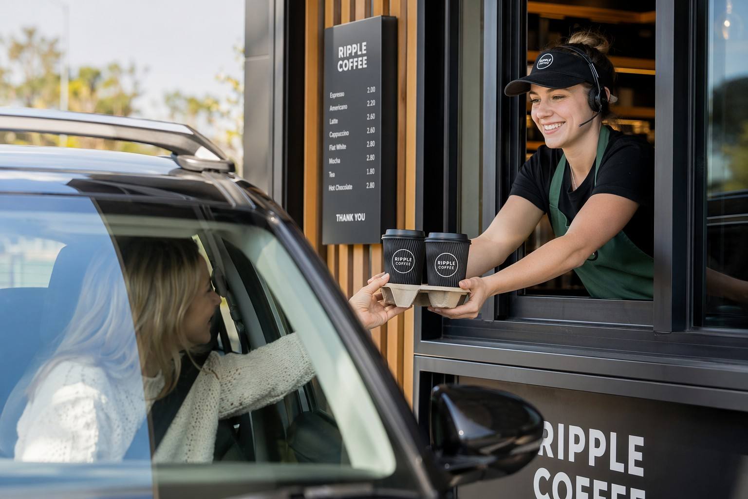 Ripple Paper Cups for Drive-Through Coffee Brands