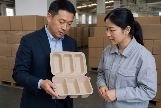 Importer Reviewing Taco to Go Container Samples