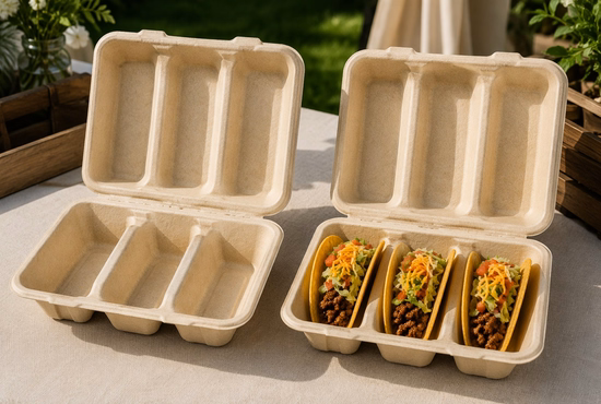 Bagasse taco trays for Catering and Events