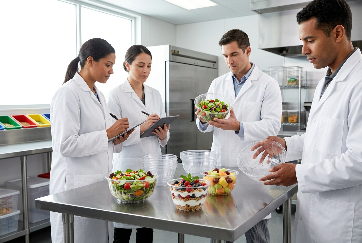 Foodservice team testing PLA Bowls with real chilled foods（图B3）