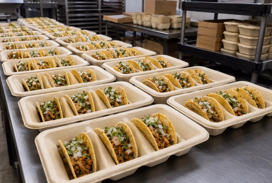 Bagasse Taco Tray Holders for Catering and Events
