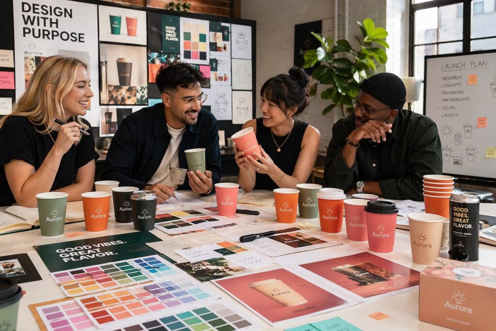 Brand Owner Reviewing Custom Ripple Paper Cup Designs
