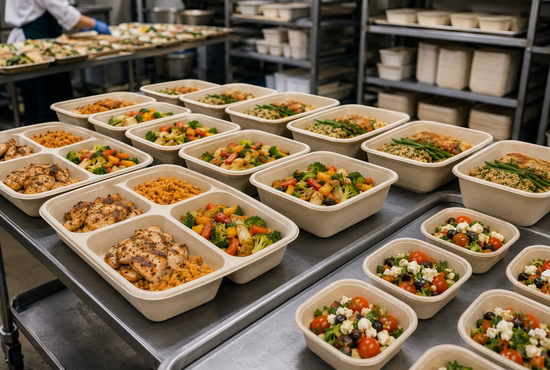 Catering Company Using Bagasse Meal Trays for Events