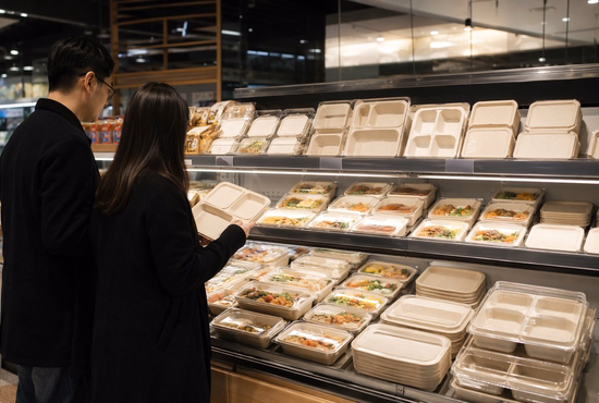 Retail Food Brand Using Sustainable Sugarcane Bagasse Tray Packaging