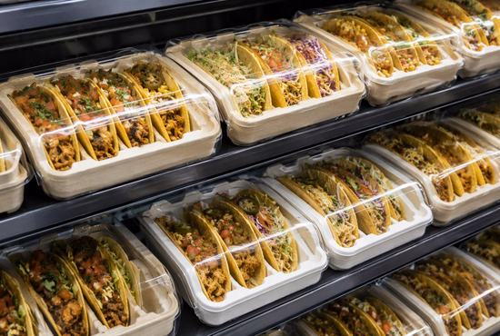 Bagasse Taco Tray Holder With PET Lid for Retail Food Packaging
