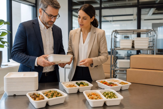 Catering Company Purchasing Rectangular White Bagasse Trays(1)
