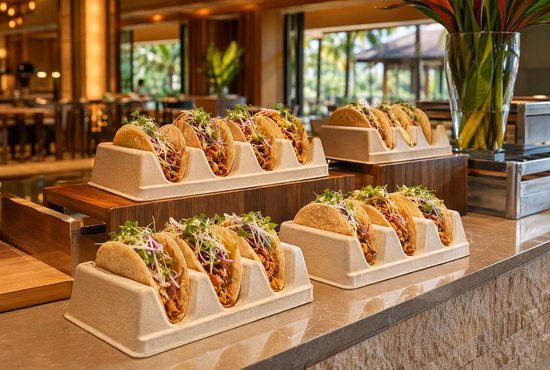 Bagasse Taco Tray Holders for Hotel and Hospitality Foodservice
