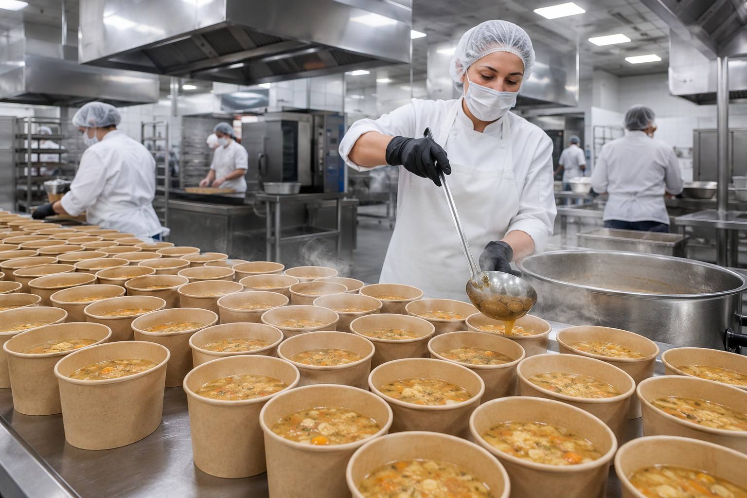 Institutional Catering Using paper soup cups