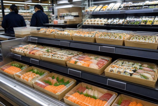 Supermarket and Retail Food Brands Using Paper Sushi Trays
