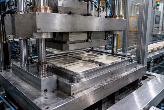 Molding Process of Rectangular White Bagasse Trays