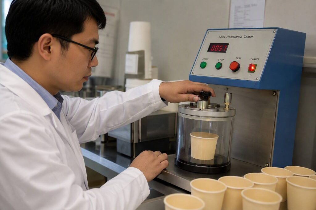 Leak Resistance Testing for Paper Sauce Cups