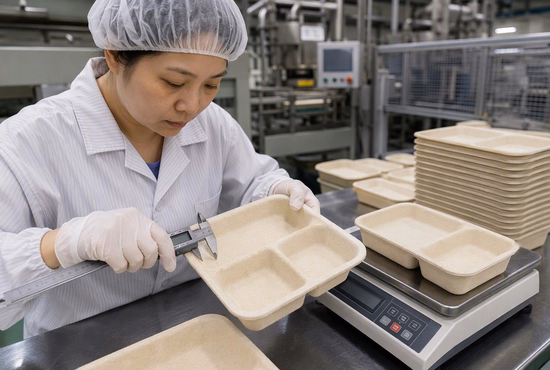 Quality Inspection of Sugarcane Bagasse Tray Products